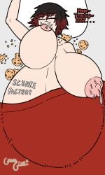 1girls 2d areolae bed bedroom belly_overhang big_belly big_breasts black_hair blanket blanket_covering breasts closed_eyes cookie cookies covered_in_crumbs covered_in_milk crumbs dialogue drinking_milk english_text female female_focus female_only food food_fetish food_play guavagrunt huge_breasts hyper_belly hyper_pregnancy lactating lactating_in_mouth lactating_nipples lactation light-skinned_female milk nude nude_female pillow pink_nipples pregnant pregnant_belly pregnant_female red_hair ruby_rose rwby short_hair sleep sleeping solo speech sucking_nipples super_breasts text two_tone_hair writing writing_on_body