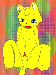 anal anal_object_insertion animal_ears blue_eyes chain-link_fence fence gen_1_pokemon navel no_humans object_insertion open_mouth penis pikachu pussy solo spread_legs tail