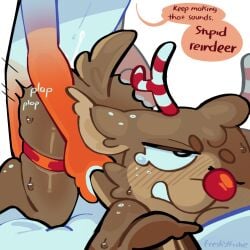 2boys absurd_res animate_inanimate anthro anthro_focus anthro_male antlers ass bed bedsheets bent_over bodily_fluids butt closed_eye cum cum_inside dandy's_world deer dialogue digital_media_(artwork) dubcon dubious_consent duo duo_male english english_dialogue faceless_character faceless_male from_behind from_behind_position furry furry_focus furry_male gay gay_sex genital_fluids gradient_arms hair_tuft hand_on_ass hand_on_butt hi_res highres hooves m/m male male/male male_anthro male_furry male_on_male male_only no-human no_human no_humans no_visible_genitalia non-human non-human_only on_bed one_eye_closed one_eye_open only_male orange_arms plain_background png questionable_consent red_nose reindeer roblox roblox_game rudie_(dandy's_world) semen shrimpo_(dandy's_world) simple_background striped_antlers sweat sweatdrop sweating tail tear thrusting thrusting_into_ass unseen_male_face white_background white_body