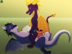 2022 activision anal anal_sex balls bodily_fluids claws digital_media_(artwork) dragon duo feral genital_fluids genitals horn male male/male male_only male_penetrated male_penetrating male_penetrating_male penetration penis prismanoodle_(artist) rykin scalie sex simple_background spyro spyro_the_dragon video_games western_dragon wings