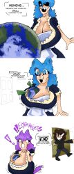 aaanarkia angry big_breasts blue_eyes blue_hair breasts brick_(aaanarkia) cat_ears cat_tail catgirl convenient_breasts earth embarrassed feline globe huge_breasts hyper_breasts maid_outfit oc original original_artwork original_character original_characters planet_between_breasts purple_hair self_upload tail