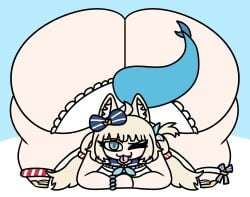 anime baws_(artist) big_ass big_butt cat_ears cute cute_face feline fish fish_girl huge_ass huge_butt hyper hyper_ass hyper_butt jack-o_pose sameko_saba vtuber