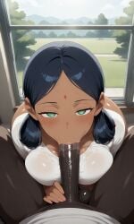1boy 1girls ai_generated bindi black_penis blowjob cheating cheating_girlfriend cuckold dark-skinned_female dark-skinned_male fellatio female gundam gundam_gquuuuuux huge_cock indian indian_female interracial lalah_sune male mobile_suit_gundam netorare ntr