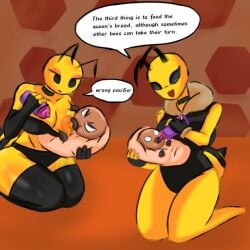 amber_(golden_froggy) bee bee_girl comic comic_page female female_focus golden_froggy lana_(golden_froggy) milking tagme