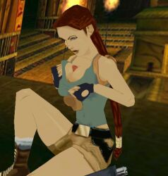 breasts clothed_female edit female floating_penis lara_croft lara_croft_(classic) lowres male outercourse paizuri penis penis_between_breasts polygon polygonal ps1_artstyle tank_top titjob tomb_raider tomb_raider_(classic) unknown_artist