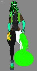 clothed dark-skinned_male dark_skin demihuman gay gay_male humanoid long_hair male oc oily_skin roxus_(solgain) sfw shiny_skin skinny slime slime_boy solgain solo solo_male thick_thighs very_dark_skin yaoi