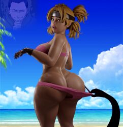 1girls 3d ass ass_cleavage beach big_ass bikini bikini_bottom bikini_pull bikini_top blonde_hair butt_crack cursedmadara curvy female female_focus forced_exposure huge_ass huge_breasts looking_back male nara_shikamaru naruto naruto_(series) naruto_shippuden offscreen_character solo_focus surprised temari voluptuous