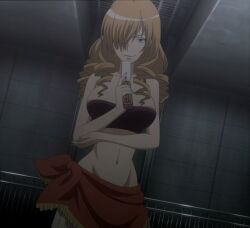 1girls big_breasts blonde_hair blue_eyes breasts busty cleavage crossed_arms drill_hair female female_only hair_over_one_eye highres large_breasts looking_at_viewer mature_female navel oriana_thompson sarong screencap seductive seductive_smile smile solo stitched tank_top third-party_edit to_aru_majutsu_no_index voluptuous