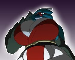 big_breasts decidueye female female_decidueye lunarartstudios_(artist) pokémon_(species) pokemon pokemon_only tagme