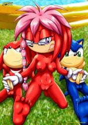 1girls 2boys 5_fingers archie_comics bbmbbf breasts double_handjob father_and_daughter furry glasses handjob incest innie_pussy knuckles_the_echidna lara-su mobius_unleashed palcomix pussy sega sonic_(series) sonic_the_hedgehog