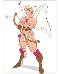 arrow blonde_hair bow bow_and_arrow bulge centurioxart cupid heart love male_only muscles muscular muscular_male mythical mythology thick_thighs thong underwear valentine's_day wings