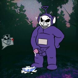 caught caught_masturbating cum forest forest_background humanoid male_only masturbation offscreen_character overweight_male plate purple_fur slendytubbies slightly_chubby teletubbies teletubby the_guardian_(slendytubbies) tinky_winky white_fur yukki_starr