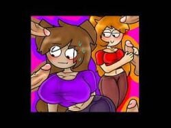 2girls artist_request doggy_(piggy) foxy_(piggy) humanized lowres multiple_girls piggy_(game) roblox roblox_game rule_63 source_request tagme traced