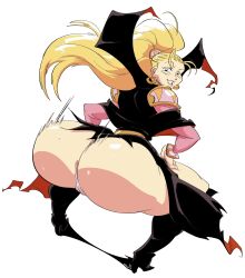 anus_peek ass ass_shake big_ass blonde_hair boots bottom_heavy cameltoe cape earrings female hands_on_thighs high_heel_boots lipstick looking_back marjoly marl_kingdom mature_female nippon_ichi_software pauldrons ponytail rhapsody:_a_musical_adventure seductive slb smile sweat thong twerking wide_hips