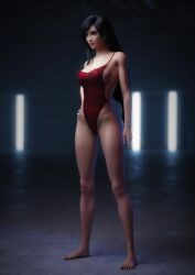 2021 3d 3k 4k animated black_hair breasts female final_fantasy final_fantasy_vii final_fantasy_vii_remake high_resolution highres huge_breasts large_breasts long_hair square_enix swimsuit tifa_lockhart turntable_(animation) vgerotica video woman