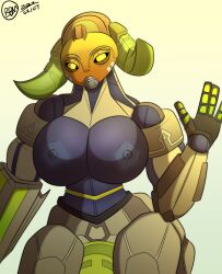 1girls 2022 2d areolae big_breasts blizzard_entertainment breasts bunbunmuffinart dated eyelashes female female_focus female_only female_robot female_solo highres hips hourglass_figure huge_breasts humanoid large_breasts looking_at_viewer nipples no_humans omnic orisa overwatch robot robot_breasts robot_girl robot_humanoid simple_background solo solo_female tagme thick thick_thighs thighs voluptuous waving waving_at_viewer waving_hand wide_hips yellow_eyes