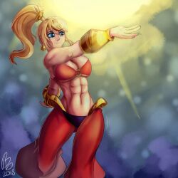 1girls abs alternate_costume alternate_hairstyle alternate_outfit alternate_version_available belly_dancer belly_dancer_outfit benbeau big_breasts blonde_hair blue_eyes breasts cleavage curvy female female_only large_breasts light-skinned_female light_skin metroid muscular muscular_female nintendo ponytail samus_aran shantae_(cosplay) smile smiling solo solo_female tagme toned toned_female voluptuous