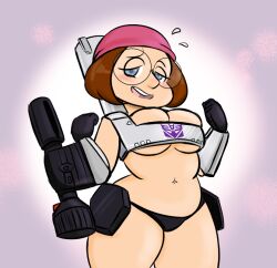 cosplay family_guy looking_at_viewer meg_griffin megatron_(cosplay) transformers vallycuts