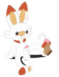 absurd_res balls bodily_fluids buckteeth cum cumshot disembodied_penis duo ejaculation eyebrows foot_fetish foot_play footjob genital_fluids genitals hi_res lagomorph leporid male male/male mammal masturbation nintendo penis pokémon_(species) pokemon rabbit raised_eyebrow relaxing scorbunny sex sitting smile teeth twee twerpishimp video_games