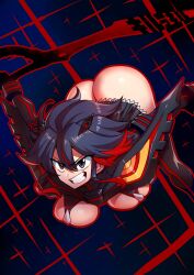 1girls ass big_ass big_breasts black_hair blue_eyes breasts bubble_butt fat_ass female female_only holding_object holding_weapon kill_la_kill large_ass large_breasts light-skinned_female light_skin matoi_ryuuko multicolored_hair scissor_blade scissor_blade_(kill_la_kill) senketsu short_hair skirt smile smiling solo solo_female tagme tsuki_wani tsukiwani tukiwani two_tone_hair voluptuous weapon