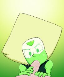 1boy 1girls alien blowjob cartoon_network clothing digitalkaiju fellatio green_skin human human_penetrating interspecies male/female oral penis peridot_(steven_universe) steven_universe unseen_male_face