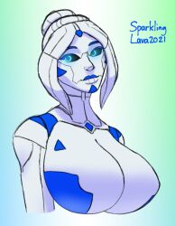 big_breast blue_eyes joi_(symbiobro) large_breasts looking_away robot_girl sparklinglava symbiobro