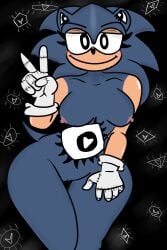 anthro black_background blue_skin blush chara_wantrp ear eye_on_belly eyelashes eyes_in_darkness furry gloves heart_in_pupils hedgehog i-speye_(codetrillogy) mobian_(species) nipples pink_nipples pussy rule_63 sega smile sonic.exe sonic_(series) sonic_the_hedgehog sonic_the_hedgehog_(series) spines tail