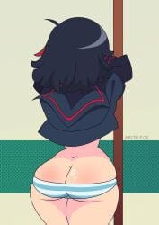 1girls ass ass_cleavage back_turned big_ass big_breasts big_butt black_hair blue_and_white_striped_panties blue_striped_panties breasts breasts_out butt_crack canon_panties fair_skin female female_focus female_only hourglass_figure huge_ass huge_breasts kill_la_kill light-skinned_female light_skin long_hair matoi_ryuuko meme mrcbleck panties red_highlights ryukoredraw schoolgirl shimapan short_hair small_waist solo solo_focus striped_panties thick_thighs thighs tight_clothes tight_clothing tight_panties two_tone_hair unaware undressing upper_body wide_hips