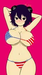 1girls american_flag american_flag_bikini apandah virtual_youtuber white_skin