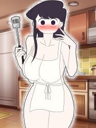 apron huge_breasts komi-san_wa_komyushou_desu komi_face komi_shouko pov pov_eye_contact tagme wholesome