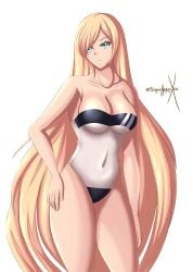 alternate_costume blonde_hair breasts female gris_swimsuit guilty_gear millia_rage solo sonicheroxd swimsuit tagme