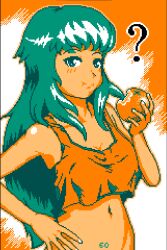 crop_top first_porn_of_franchise green_eyes green_hair long_hair midriff no_panties pixel_art power_move zeroranger