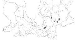 16:9 2d animal_genitalia animated anthro canid female feral frame_by_frame genitals gif group hi_res houndoom knot line_art loop lucario lycanroc male male/female mammal midnight_lycanroc monochrome nintendo oral oral_penetration penetration pokemon pokemon_(species) questionable_consent short_playtime spitroast unfinished vaginal_penetration vanillatea video_games widescreen