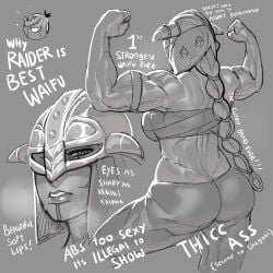 ass_cleavage butt_crack clothed for_honor krekk0v monochrome muscular_female raider_(for_honor) tagme viking