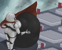 afraart belly big_belly big_breasts breasts captain_phasma female huge_belly huge_breasts nipple_bulge non-canonical_size same_size_vore star_wars stormtrooper vore