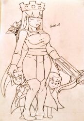 annoyed annoyed_expression archer_(clash_of_clans) archer_queen_(clash_of_clans) big_breasts clash_(series) clash_of_clans clothed clothed_female clothing female female_only fully_clothed fully_clothed_female gabri_art safe_for_work scared scared_expression tagme