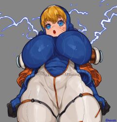 1girls alternate_breast_size apex_legends belt big_breasts big_hips big_thighs blue_eyes breasts cameltoe eyebrows eyelashes female female_only grey_background huge_breasts human human_only humanoid jumpsuit large_breasts lichtenberg_figure looking_at_another open_mouth scar simple_background skin_tight skin_tight_suit solo solo_female stretched_clothing thick thick_hips thick_legs thick_thighs thighs tight_clothes tight_clothing tight_pants tights top_heavy viewed_from_below waa153 wattson_(apex_legends)