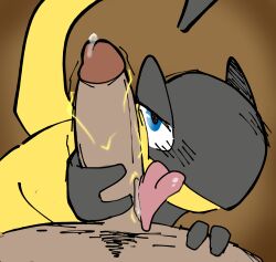 electricity electrostimulation feral forced_ejaculation forced_orgasm heliolisk human_on_feral looking_at_viewer male_on_feral pokémon_(species) pokemon pokephilia pov precum tongue tongue_out