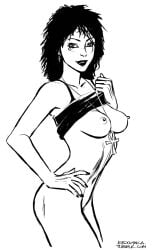 ass au_(artist) black_and_white black_hair breasts death_of_the_endless erect_nipples nipples shirt_lift