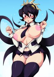 1girls female filia_(skullgirls) large_breasts lips long_hair nipples panties samson_(skullgirls) skirt skullgirls solo tobyllitos wardrobe_malfunction