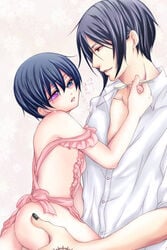 2boys anal_fingering apron ass ciel_phantomhive good_little_housewife kuroshitsuji male male_only sebastian_michaelis spoon tagme yaoi