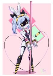 bunny_ears bunnysuit handcuffs hatsune_miku_(cosplay) j_(murder_drones) linjian71143812 murder_drones rabbit_hole_(deco*27/caststation) rabbit_hole_(vocaloid) stripper_pole vocaloid