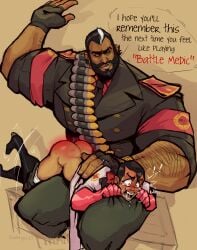 2boys ass ass_up blushing_profusely clipped_ear crying crying_with_eyes_open daskingu earring gay hairy_arms heavy_(team_fortress_2) heavy_weapons_guy heterochromia human human_only male medic_(team_fortress_2) no_visible_genitalia oc original_characters otk_spanking over_the_knee_spanking pain painful punishment punishment_spanking size_difference spanking speech_bubble story_at_source story_in_description tan_skin tan_skinned_male team_fortress_2 tf2 white_streak