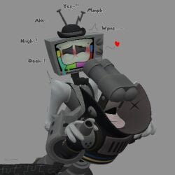 1:1 2boys blush closed_eyes clothes_on edit edited edited_image gay glitch_productions goodbudsog grey_background gunshow_(smg4_ship) implied_sex lowres male male_only motion_lines mr._puzzles mr._wpnz no_visible_genitalia non-human non-human_only object_head prisma3d simple_background smg4 suggestive text tv_head