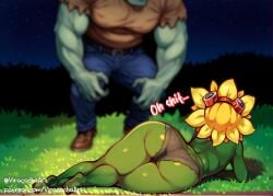1boy 1boy1girl 1girls ai_assisted big_ass digital_drawing_(artwork) english_text female huge_ass inminent_sex male meme panties plant plant_girl plants_vs_zombies pvz reference solar_flare_(pvz) sunflower sunflower_(pvz) tagme text tied_up underwear viracochaart wide_hips zombie_(pvz)