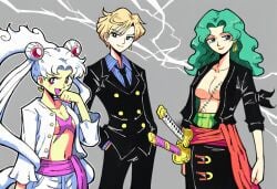 3girls ai_generated bishoujo_senshi_sailor_moon breasts cosplay dreson female female_only gear_5 haruka_tenou michiru_kaiou monkey_d_luffy monkey_d_luffy_(cosplay) multiple_girls no_porn no_sex one_piece roronoa_zoro roronoa_zoro_(cosplay) sailor_moon sailor_neptune sailor_uranus spdcooler_style usagi_tsukino vinsmoke_sanji vinsmoke_sanji_(cosplay)