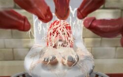 1girls 5boys artist_request breasts character_request cock_worship covered_in_cum cum_dump cum_explosion cum_on_breasts cum_on_face cum_puddle cumdump dark-skinned_male dark_skin drowning_in_cum excessive_cum female huge_breasts huge_cock huge_cumshot human_toilet interracial large_breasts light-skinned_female light_skin male multiple_boys penis pointy_ears red_hair surrounded_by_penises toilet_slave tongue_out yellow_eyes