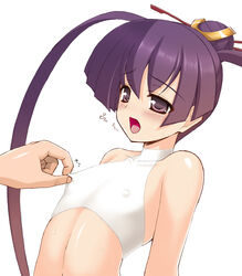 1girls antenna_hair ar_tonelico ar_tonelico_iii arched_back bare_shoulders blush bra clothing erect_nipples erect_nipples_under_clothes female finnel flat_chest gust hair_ornament halterneck hormone_koijirou lingerie long_hair moaning nipple_bulge nipple_tweak open_mouth pokies purple_eyes purple_hair skin_tight small_breasts solo sweat tied_hair twintails underwear very_long_hair