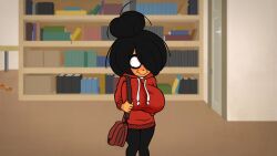 1girls anonymous_artist big_breasts black_hair breasts clothing edit edited edited_screencap female green_eyes hoodie maya_schoppenboer nervous ongezellig screencap screenshot_edit solo_female sweat sweating