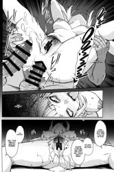 1girls 2boys after_double_penetration after_rape after_sex after_vaginal ahe_gao anal anal_sex big_penis black_and_white breasts censor_bar censored comic cum cum_in_pussy doujinshi english_text female group group_sex himiko_toga kobaji male medium_breasts mmf_threesome my_hero_academia nipples penis pubic_hair pussy rape speech_bubble spread_legs threesome tongue tongue_out